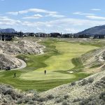Scenic view of the 6th hole at Tobiano Golf Course in Kamloops, part of our annual 60-person April golf trip package including 4 rounds and hotel for $650